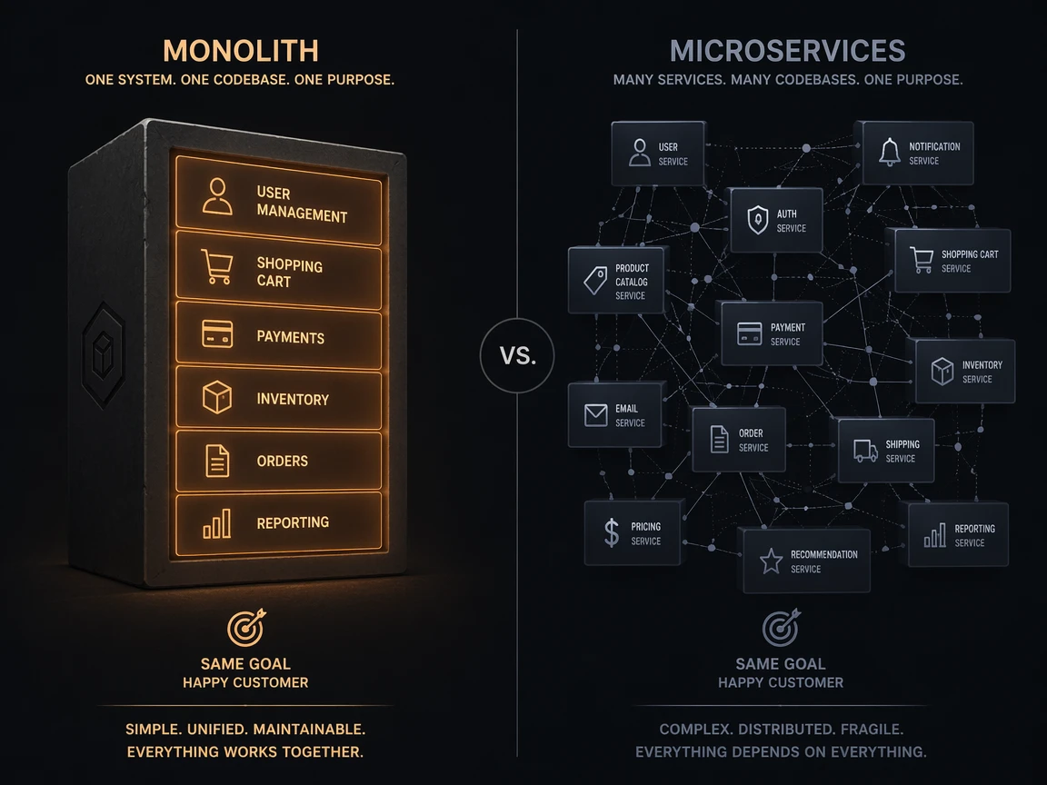 Microservices versus a modular monolith serving the same goal