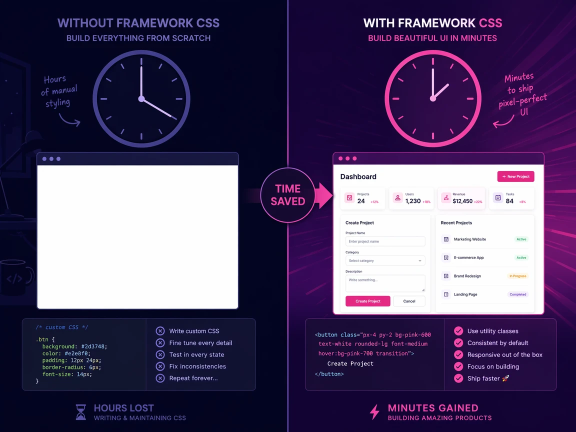 Framework CSS accelerates the early build phase