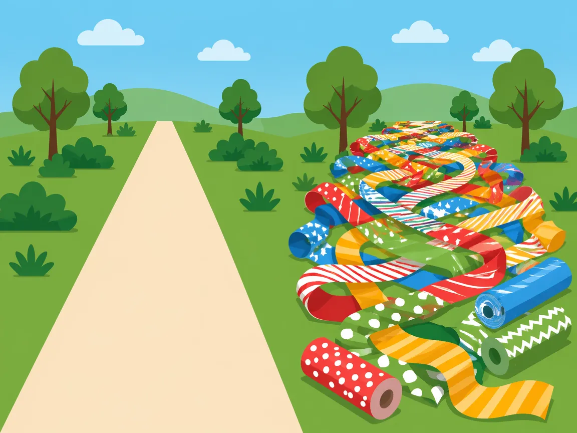 A straight clean path next to a tangled messy wrapper path, showing how wrappers add unnecessary indirection