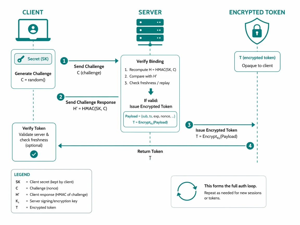Proof-of-possession auth flow binding tokens to client secrets