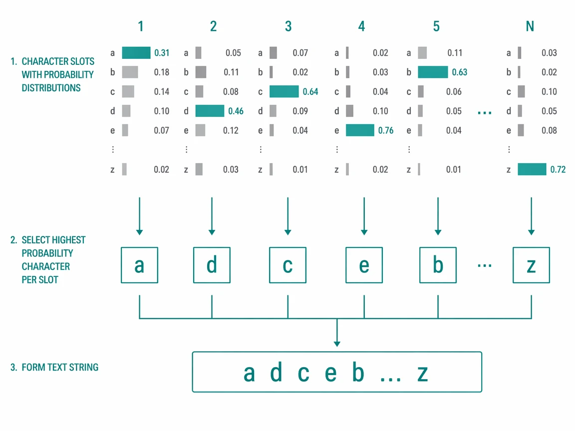 Plate text decoded from per-slot character probabilities with confidence scores