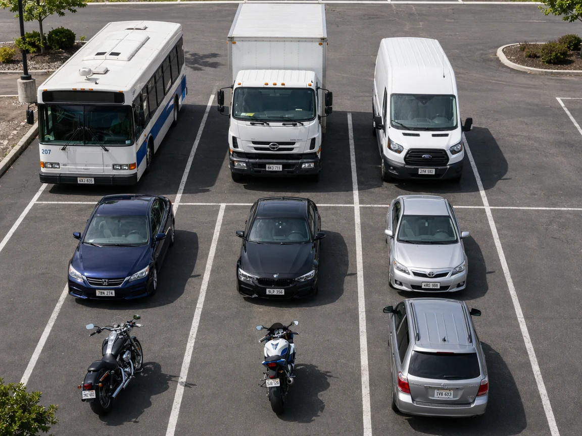 Raw photo of nine vehicles with license plates before pipeline detection