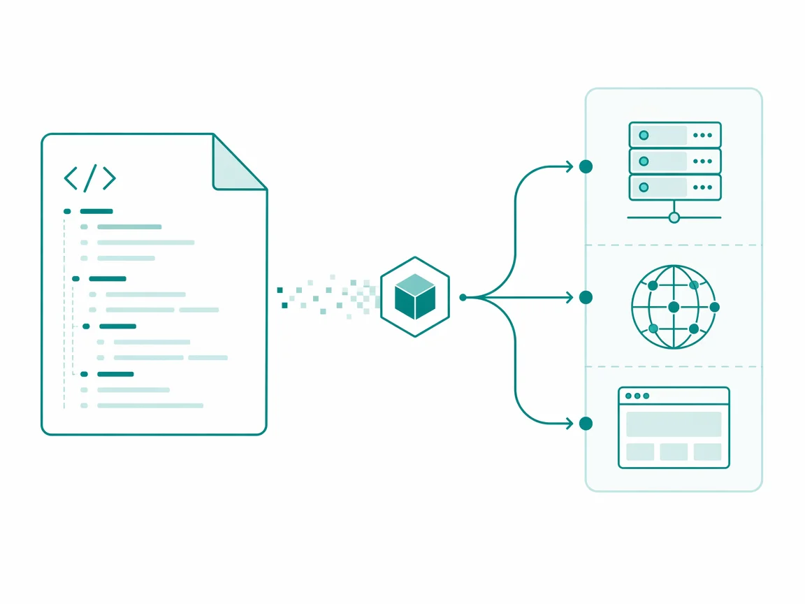 Template compiling into a reusable form that renders on server, edge, and browser